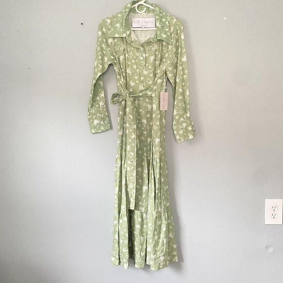 Kelli Heppner Collection Dress Size Large The Floral Print Midi Absinth Green - Picture 3 of 10